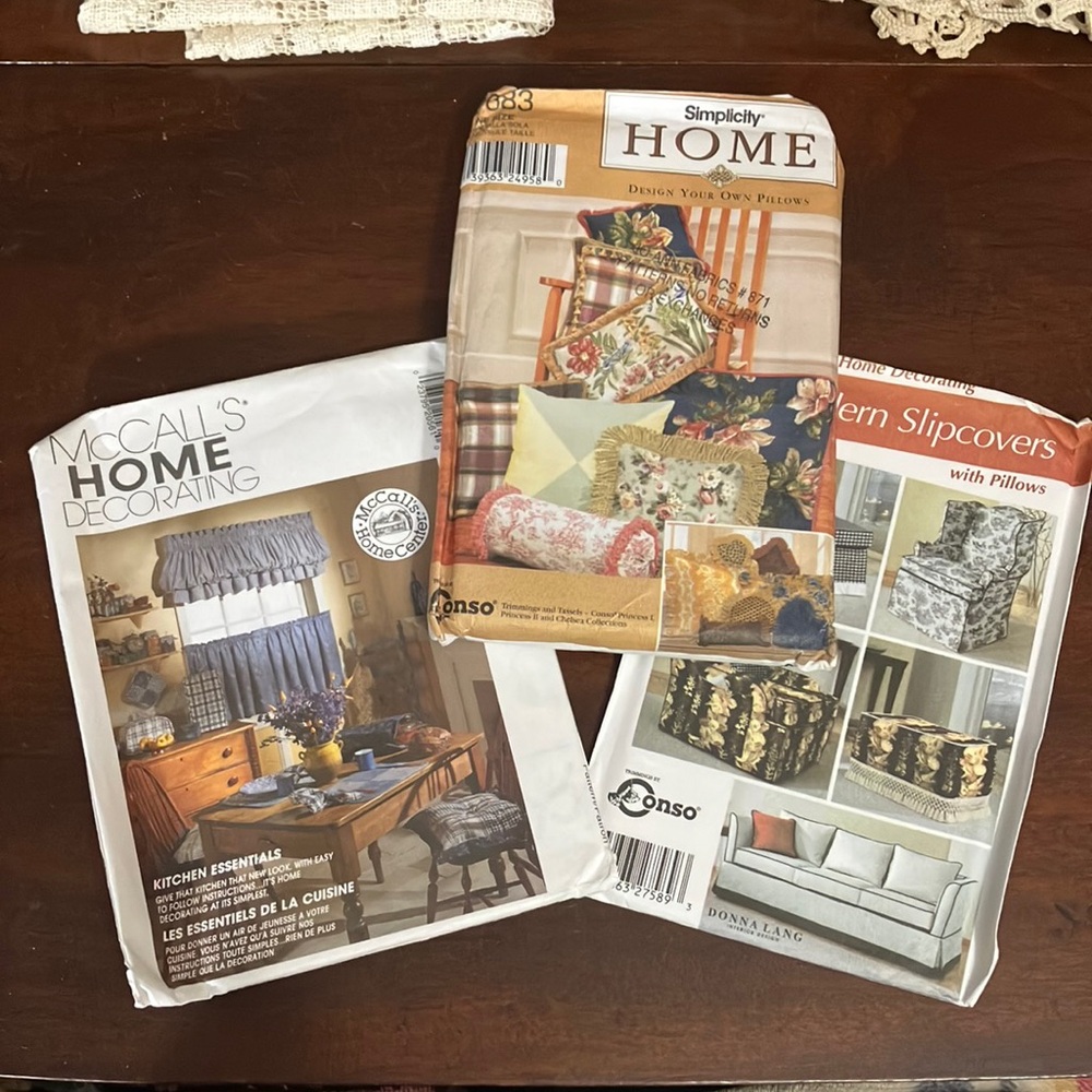 Lot of 3 Home Decorating Sewing Patterns McCall's 2056, Simplicity 5127 & 9683